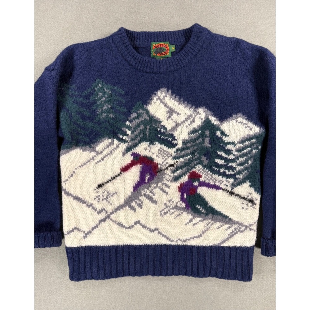 Vintage Boston Traders Blue Wool Ski and Nature Sweater Size S.